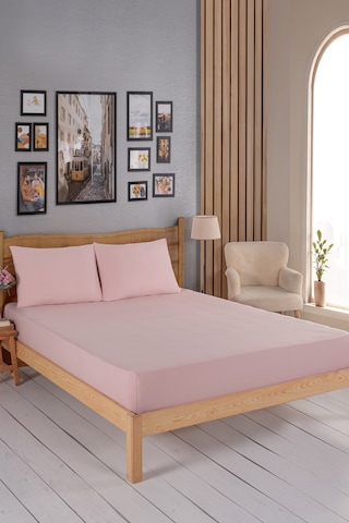 Penye Lastikli Çarşaf, 100 200 Tek Kişilik %100 Pamuk Örme Kumaş, 145 Gr/m² Pudra