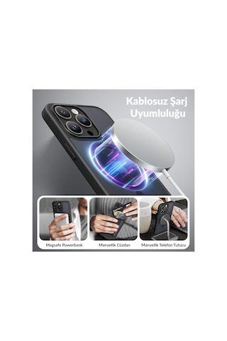 Bix Apple Uyumlu iPhone 16 Pro Max Magsafe Kılıf Tam Koruma Manyetik Darbe Emici Siyah