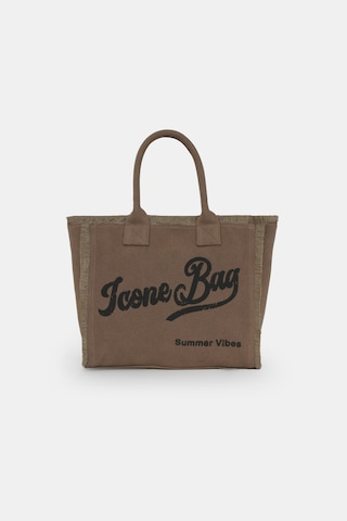 İcone Bag Icone Yıkamalı Denim Püskül Detaylı Şık Günlük & Plaj Çantası, Püsküllü Omuz Çantası Kahverengi