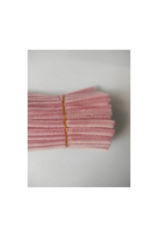 25 Adet Pastel Pembe Şönil, Çiçek Yapımına Uygun Tüylü Tel, 30 Cm 6 Mm