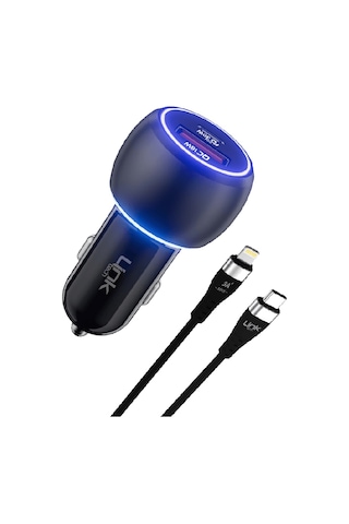 Linktech C685 Premium 48w 2x Usb Type-c/lightning Kablo Araç Şarj Aleti Set