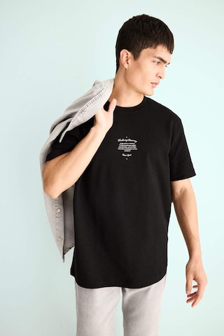 Defacto Regular Fit Bisiklet Yaka Baskılı Kısa Kollu Tişört F3475ax25aubk81 Siyah