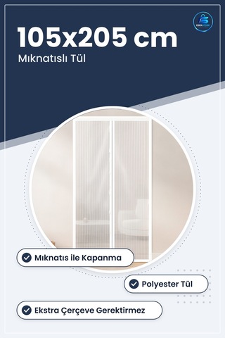 Mıknatısılı Tül Sineklik 105x205 Cm Otomatik Kapanan Sinek Perdes