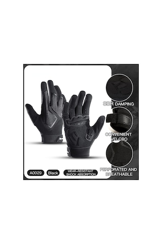 Ccgloball Uzun Parmak Açık Kaymaz Şok Emici Nefes Alabilen Güneş Koruyucu Dokunmatik Ekranlı Binicilik Eldivenleri Siyahxl