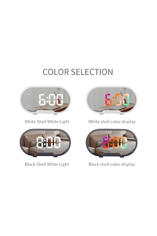 Gajeena Rgb Led Ekranlı Banyo Aynası Alarm Saat - 12/24 Saat, 2 Alarm, Uyku Modu, Sürekli Işık Regülasyonu, Ses Ayarı, Usb Şarj Portu - Siyah Pil Dahil Değil