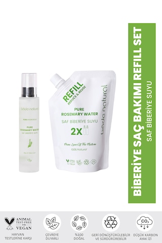 Bade Natural Biberiye Dökülme Karşıtı ve Güçlendirici Refill Saç Bakım Seti﻿﻿