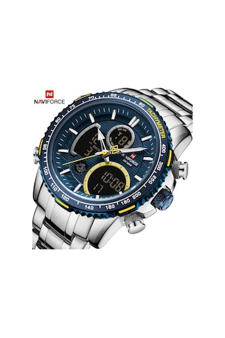 Naviforce Gri Çelik Kordon Dijital/analog Erkek Kol Saati Nf-9182m-bluylw