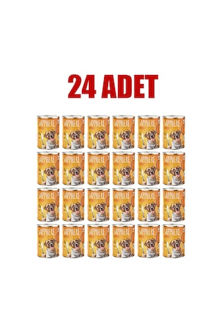 Sapphere Kümes Hayvanlı Yetişkin Köpek Maması Konserve 400 Gr 24 Adet