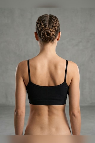 Mataş Kadın İnce İp Askılı Pedli Fitilli Pamuklu Büstiyer Crop Bralette Siyah