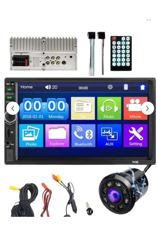 Foxus Double Oto Teyp - Dokunmatik Ekran, Bluetooth, Geri Görüş Kamera li, Usb/sd/aux/fm Destekli
