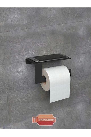 Tasagram Metal Banyo Havlu ve Tuvalet Kağıdı Askılığı 2'li Set Siyah