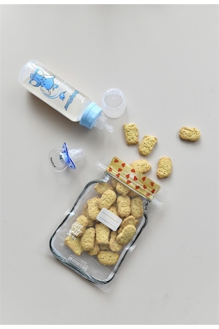 Kalp Desenli Mini Boy Kavanoz Görünümlü Kilitli Doypack Saklama Poşeti 6 Adet 200 Ml-11x15 Cm Şeffaf