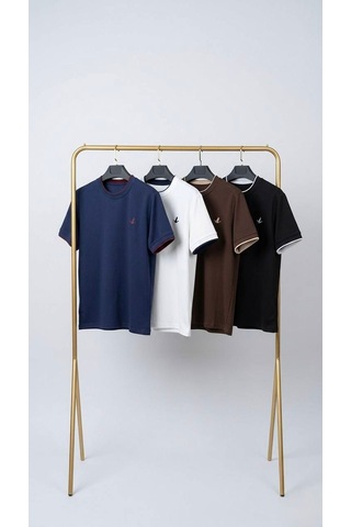 Oreiro Erkek %100 Pamuklu Basic Tişört - Kaliteli Bisiklet Yaka Düz T-shirt Açık Beyaz