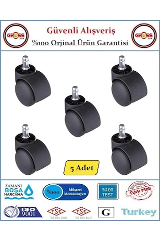 Ofis Koltuk Mobilya Tekerleği - Dönerli Pimli Tekerlek - 5 Adet