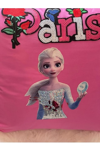 Elsa Paris Gül Kelebek Aplikeli Pul Payetli Kırlent Yastık Kılıfı 40x40 Renkli