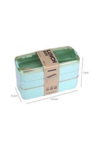 Youtek Yeşil Buğday Samanı 3 Katlı Bölmeli Mavişim, 900ml Öğrenci-ofis Çalışanı İçin Dışarıdaki Yemek Kutusu, Dayanıklı Plastik Diğer