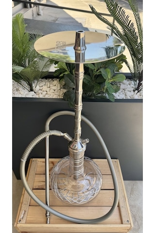 Sigor Çelik Nargile Takımı Çanta Lüle Maşa Dahildir /dip Dekor Silver