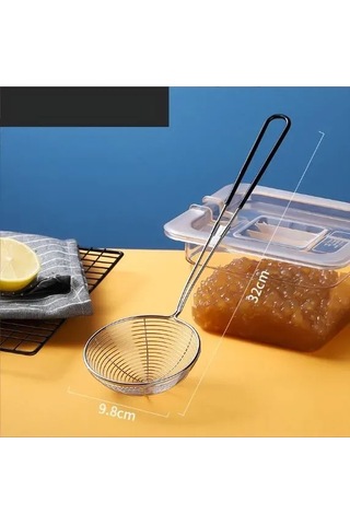 Vkemall Büyük Boy Siyah 10cm Çelik Süzgeç Kaşık - Fırça Izgara, Fincan Süzme, Hotpot Yeme İçin Dayanıklı Mutfak Aleti Diğer