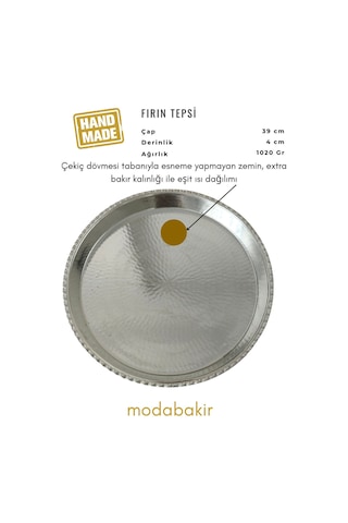 Modabakir Yuvarlak Fırın Tepsisi Bakır Premium Model:45658987 Gri