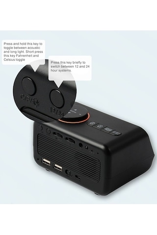 Moly Mufunye Çok İşlevli Çalar Saat: Fm Radyo, Şarj Edilebilir, Led, Dijital, Sıcaklık Nem Göst., Sesle Etiketleyici, Sağlık Dr Saati