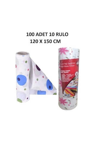 Kapris 120x150cm Kullan At Masa Örtüsü 15 Metre 100 Adet 10 Rulo Ekonomik Set Çok Renkli
