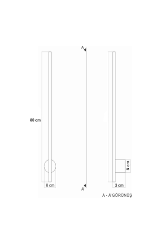 Dekoratif 20w İç Mekan Siyah Kasa Amber Işık 80 Cm Duvar Aplik Pilli 1 Adet Siyah - Amber Işık