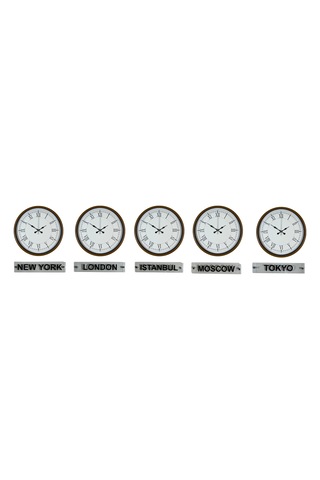 Prestige Kahverengi 36 Cm Tabelalı Dünya Saatleri 5 Li Set