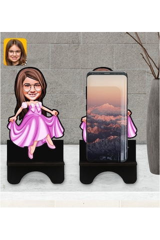 Kişiye Özel Kız Çocuk Prenses Karikatürlü Ahşap Biblo Telefon Sta (533057167)