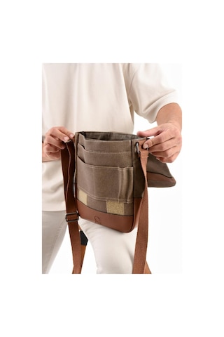 Kanvas Kumaş Tablet Çantası Erkek Postacı Çanta 27 23 Cm Çapraz Askılı Omuz Çantası Camel