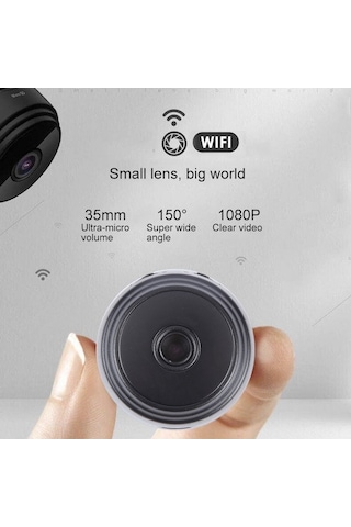 Geeksen A9 Metal Mini Dv: 1080p Wi-fi Ip Spor Kamerası, 150 Görüş Açısı, 60 Dakika Sürekli Kayıt, Siyah