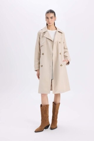 Defacto Su İtici Mevsimlik Trençkot Kruvaze Yaka Düğmeli Cepli Kemerli Apoletli A0593ax25sper170 Ekru