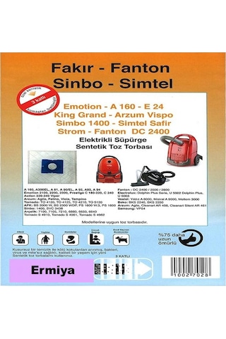 Fantom DC 3000 Sessiz Elektrikli Süpürge 20 Ad Kumaş Toz Torbası