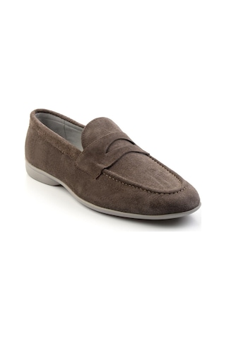 Bambi Vizon Hakiki Deri Erkek Loafer Ayakkabı E01054150502 Vizon