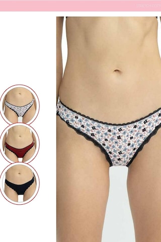 U.s Polo Assn. 66431 Kadın Karışık Desen Pamuklu 3'lü Slip Külot-lacivert Lacivert