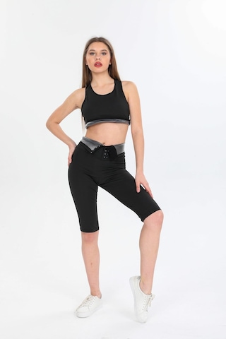 Fit Women Agraflı Termal Sauna Şort 4411 Siyah