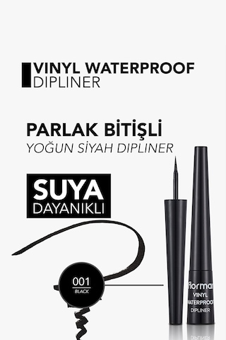 Flormar Suya Dayanıklı Parlak Dipliner (SİYAH) - Waterproof Dipliner - 001 Black - 8690604536498