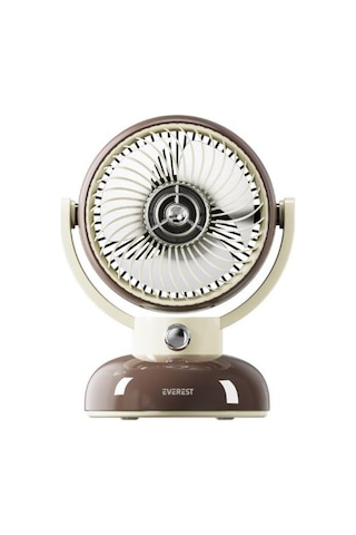 Everest Efn12 Kahve 1200mah 3 Hız Kademe Led Işıklı Retro Masaüstü Usb Fan 1 Adet