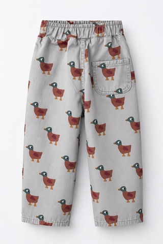 Minigimin Cicileri Ördek Desenli Unisex Çocuk Gabardin Pantolon - Gri