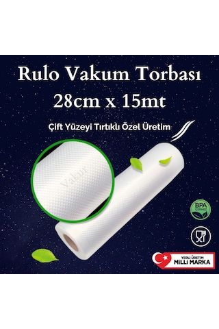 Vakur Rulo Tırtıklı Vakum Poşeti 28 CM x 15 MT