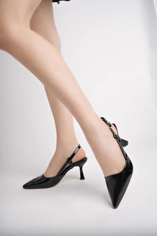 Aymood St-002 Siyah Rugan Günlük 7 Cm Topuklu Ayakkabı Siyah