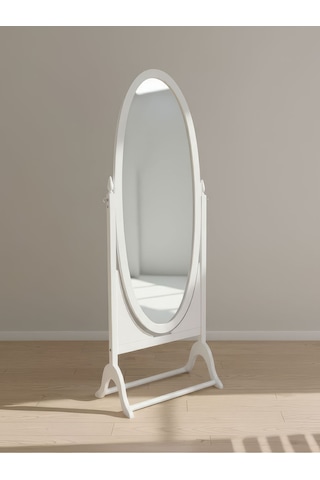 Rivoli Ayaklı Ahşap Oval Boy Aynası 58x165 Beyaz