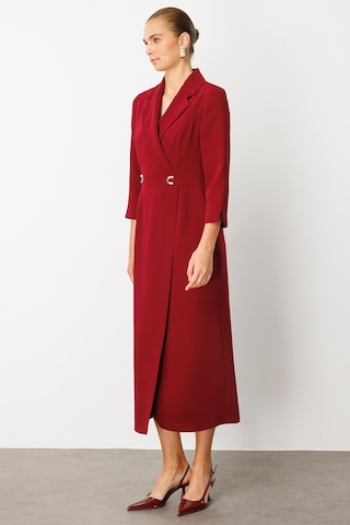 Moda İlgi Kadın Beli Aksesuarlı Cepli Kruvaze Elbise 6626 Bordo Bordo