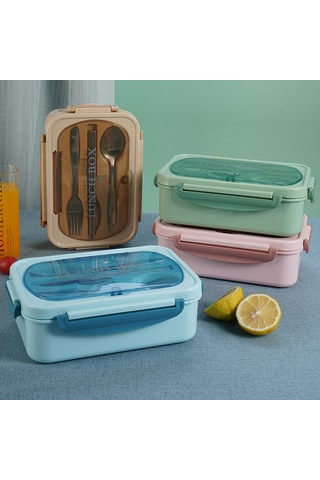 Aubyhe 304 Çelik Isı Saklama Yemek Kutusu, 2 Bölmeli, Mikrodalga Uyumlu, Öğrenci-ofis Çalışanı İçin Nane Yeşili Yeşil