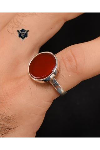 925 Ayar Gümüş Erkek Yüzüğü Akik Taşlı - 553928278