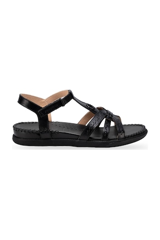 Forelli 22309-g Lupın Siyah Kadın Hakiki Deri Sandalet Siyah