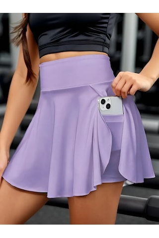 Veraura Lifestyle Kadın Yüksek Bel Cepli Sandy Short Etek Lila