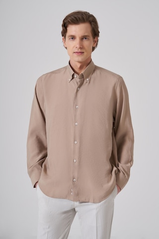 Morven Erkek Bej Dynamic Fit Düğmeli Yaka Gömlek Modal 26ms004019653 Bej