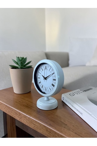 Büro Ev Ofis Hediyesi İçin 20x25cm Beyaz Dekor Desenli Metal Masa Saati Diğer