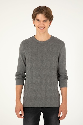 U.s. Polo Assn. Erkek Minimalist Desenli Regular Fit Uzun Kol Kazak Gri