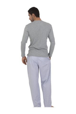 The Don Thedon Gri Kırçıllı Renk Ribana Erkek Pijama Takımı Gri Melanj